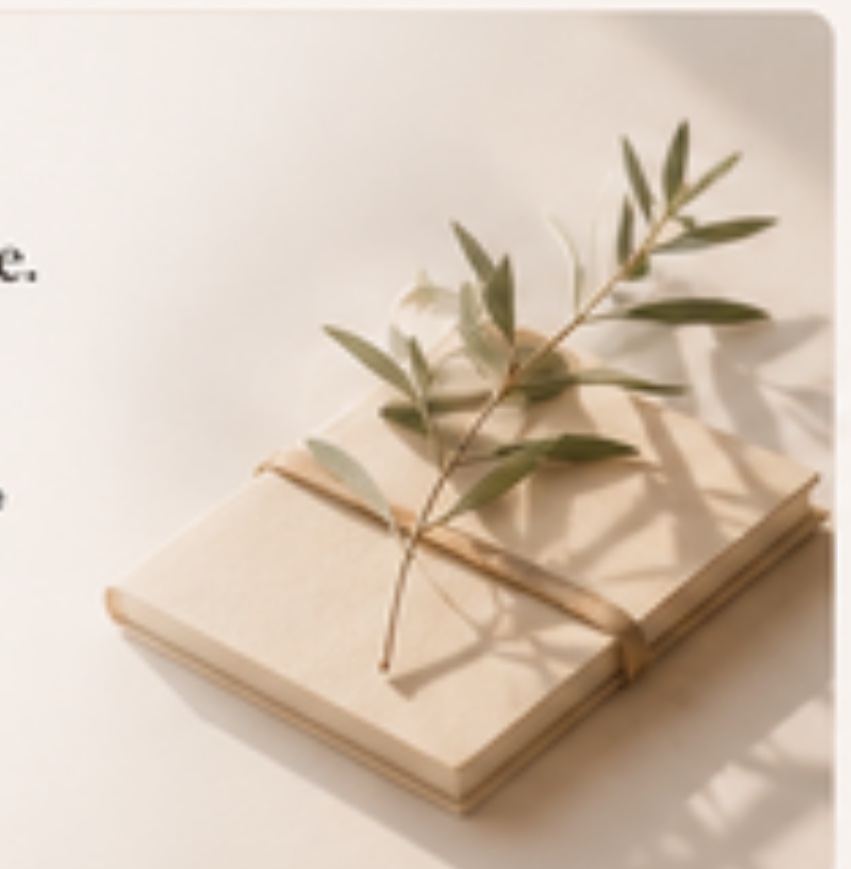 Carnet artisanal noué, branche d'olivier