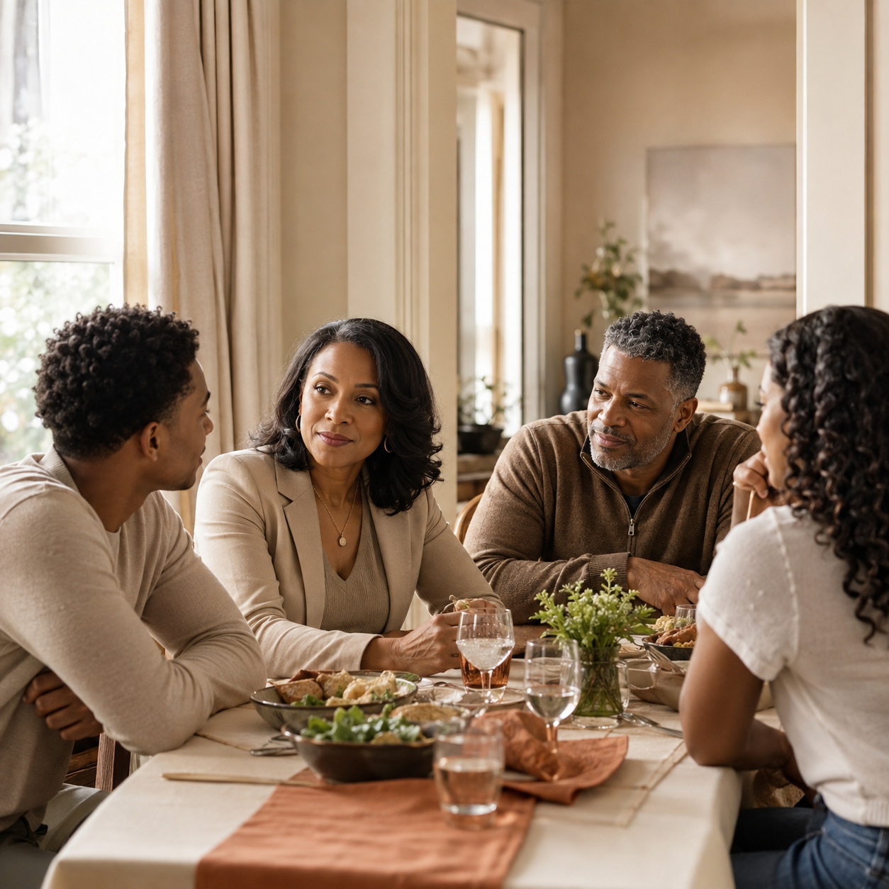 Une femme entourée de sa famille et de ses proches