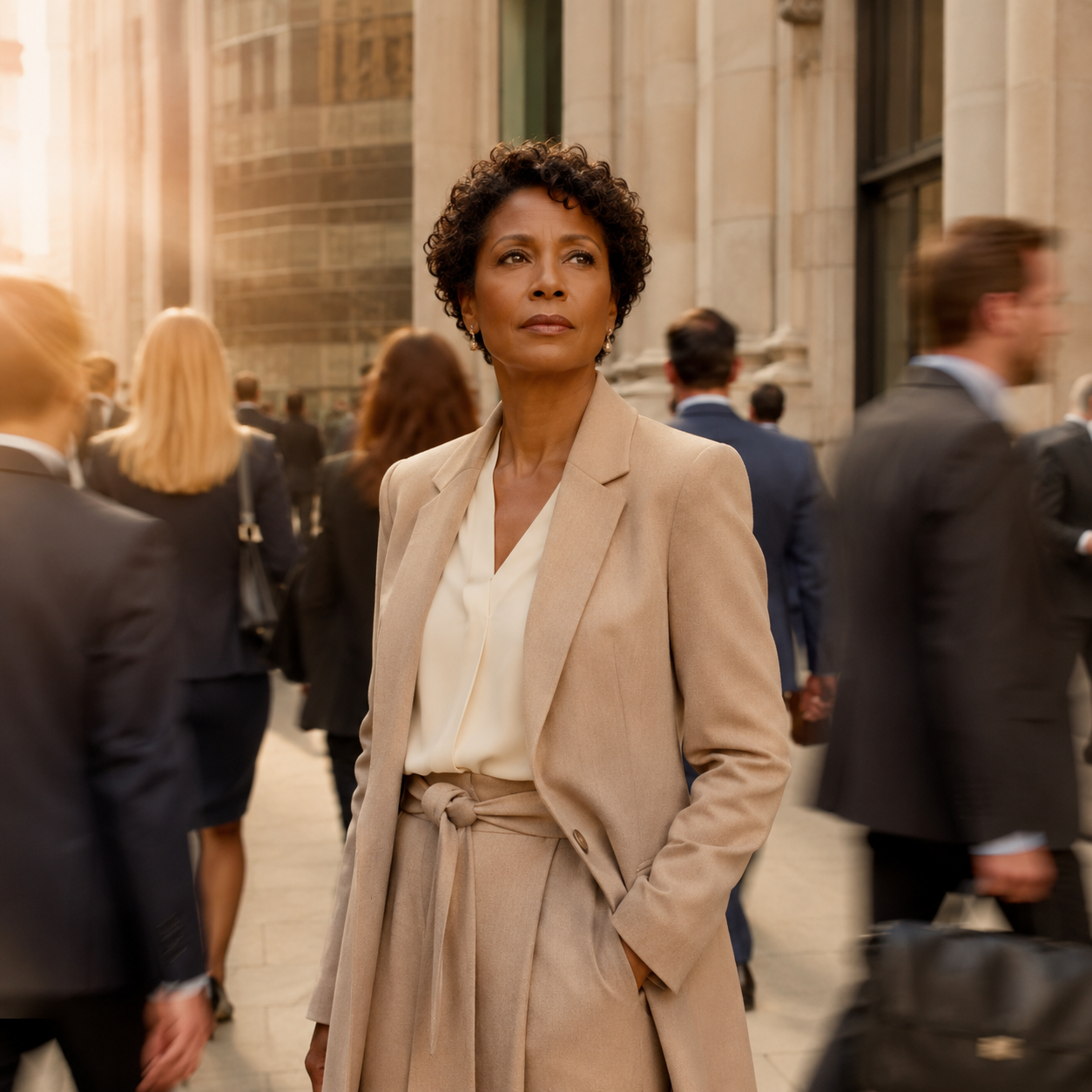 Une femme au milieu du mouvement de la société